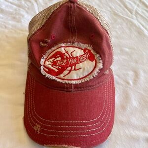 Red Distressed hat
